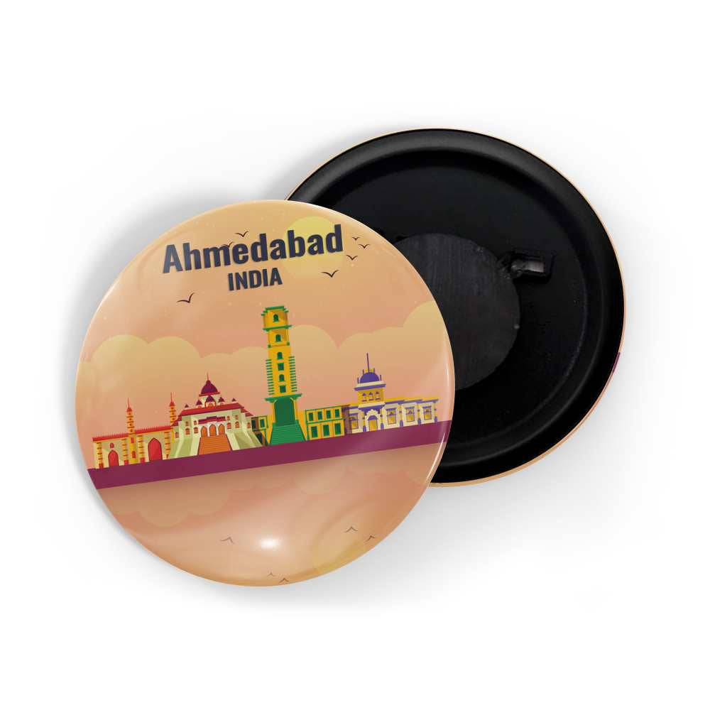 dhcrafts Fridge Magnet Orange Ahmedabad India Glossy Finish Design Pack of 1 (58mm)